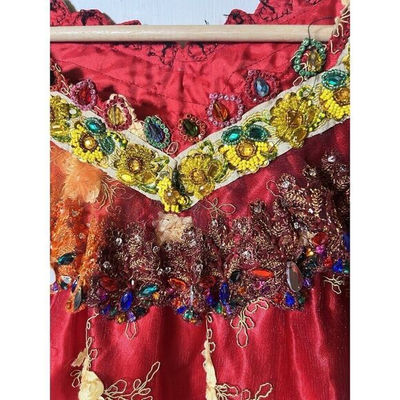 Boho Peasant Blouse Top Floral Retro Crystals Lace Sequins Sz Small Regency.   H - Picture 4 of 10